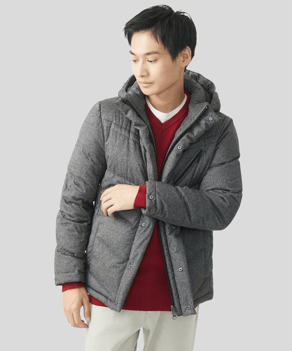 MKJAC21310 MK MICHEL KLEIN HOMME(MKミッシェルクランオム) 【残りわずか/在庫限り！/ストレッチ】ダウンブルゾン / スエードタッチライト ダークグレー