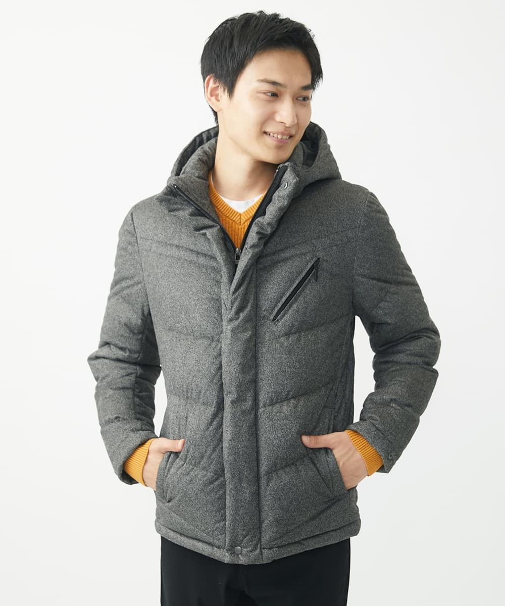 MKJAC21310 MK MICHEL KLEIN HOMME(MKミッシェルクランオム) 【残りわずか/在庫限り！/ストレッチ】ダウンブルゾン / スエードタッチライト ダークグレー