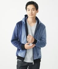 MKJAC29130 MK MICHEL KLEIN HOMME(MKミッシェルクランオム) 【残りわずか/在庫限り/洗える】切り替えパーカー/マイクロベロア ライトブルー