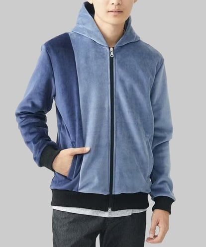 MKJAC29130 MK MICHEL KLEIN HOMME 【残りわずか/在庫限り/洗える】切り替えパーカー/マイクロベロア