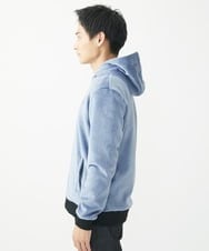 MKJAC29130 MK MICHEL KLEIN HOMME(MKミッシェルクランオム) 【残りわずか/在庫限り/洗える】切り替えパーカー/マイクロベロア ライトブルー