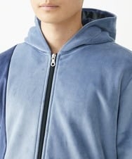 MKJAC29130 MK MICHEL KLEIN HOMME(MKミッシェルクランオム) 【残りわずか/在庫限り/洗える】切り替えパーカー/マイクロベロア ライトブルー