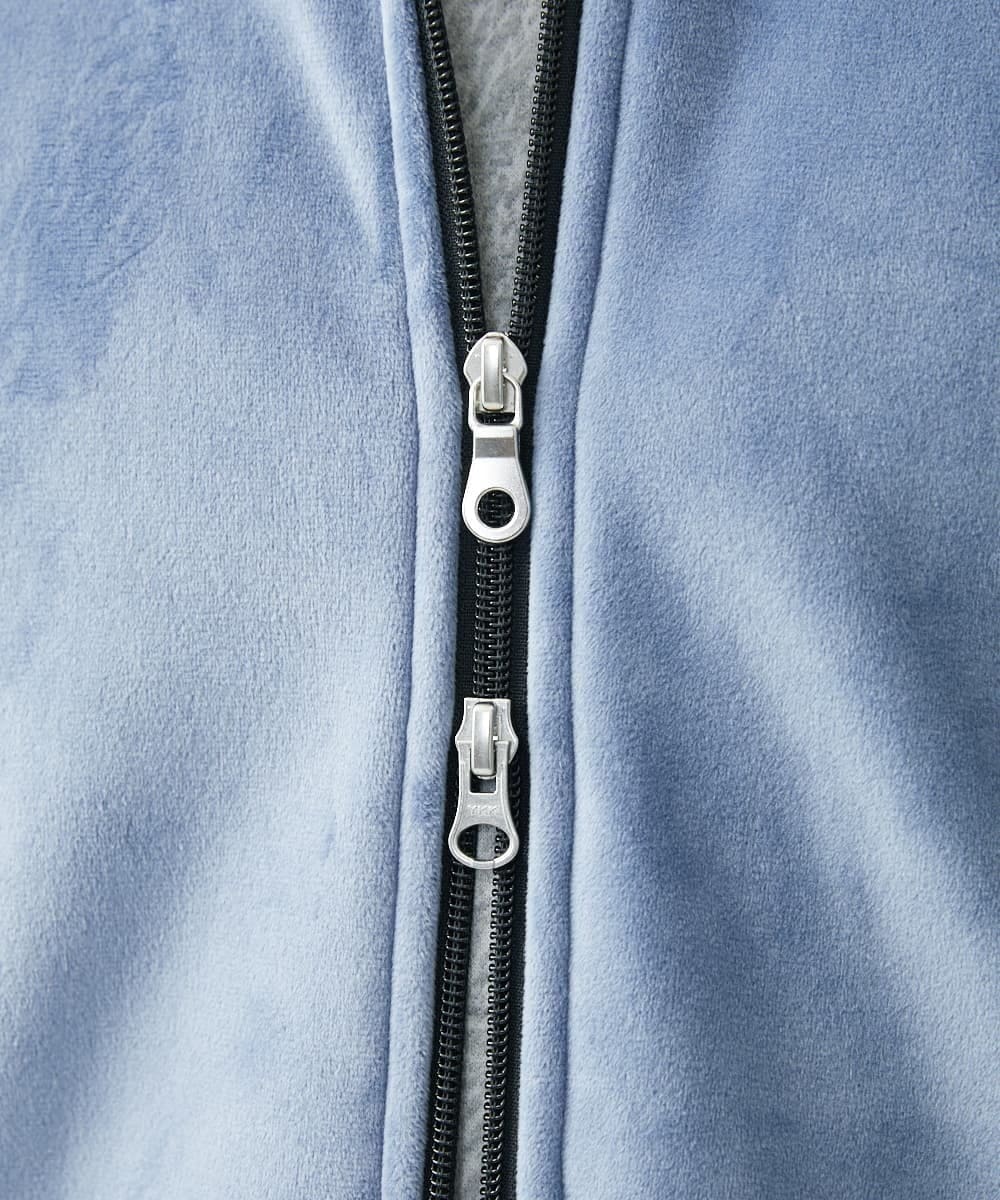 MKJAC29130 MK MICHEL KLEIN HOMME(MKミッシェルクランオム) 【残りわずか/在庫限り/洗える】切り替えパーカー/マイクロベロア ライトブルー