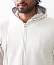 MKJAC29130 MK MICHEL KLEIN HOMME(MKミッシェルクランオム) 【残りわずか/在庫限り/洗える】切り替えパーカー/マイクロベロア ホワイト