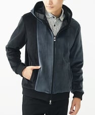 MKJAC29130 MK MICHEL KLEIN HOMME(MKミッシェルクランオム) 【残りわずか/在庫限り/洗える】切り替えパーカー/マイクロベロア ダークグレー