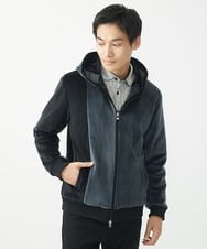 MKJAC29130 MK MICHEL KLEIN HOMME(MKミッシェルクランオム) 【残りわずか/在庫限り/洗える】切り替えパーカー/マイクロベロア ダークグレー