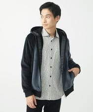 MKJAC29130 MK MICHEL KLEIN HOMME(MKミッシェルクランオム) 【残りわずか/在庫限り/洗える】切り替えパーカー/マイクロベロア ダークグレー