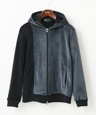 MKJAC29130 MK MICHEL KLEIN HOMME(MKミッシェルクランオム) 【残りわずか/在庫限り/洗える】切り替えパーカー/マイクロベロア ダークグレー