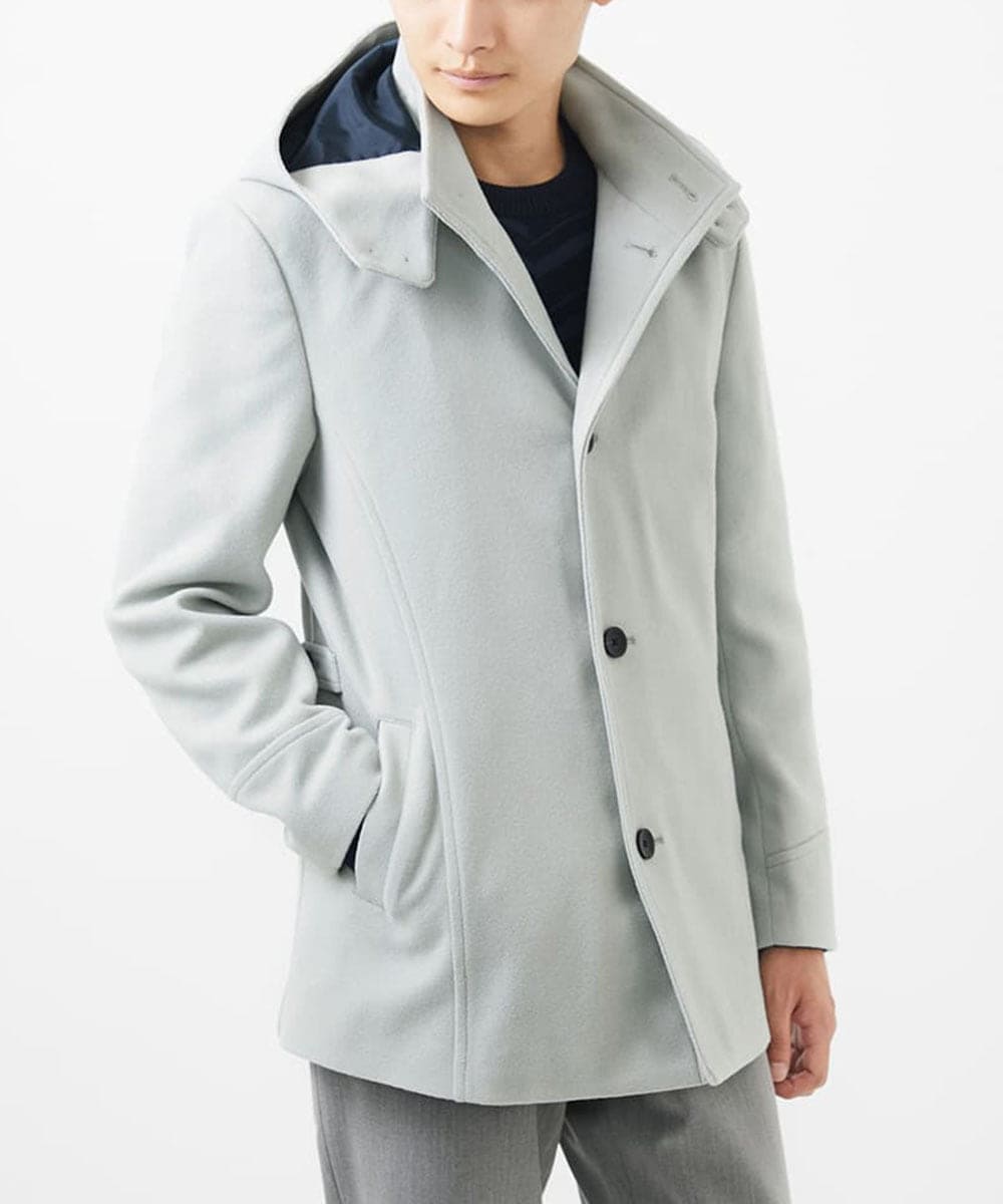 MKJAC31181 MK MICHEL KLEIN HOMME(MKミッシェルクランオム) 【カラー･サイズ残りわずか】2WAYハーフコートブルゾン / TEC EASY MELTON グリーン