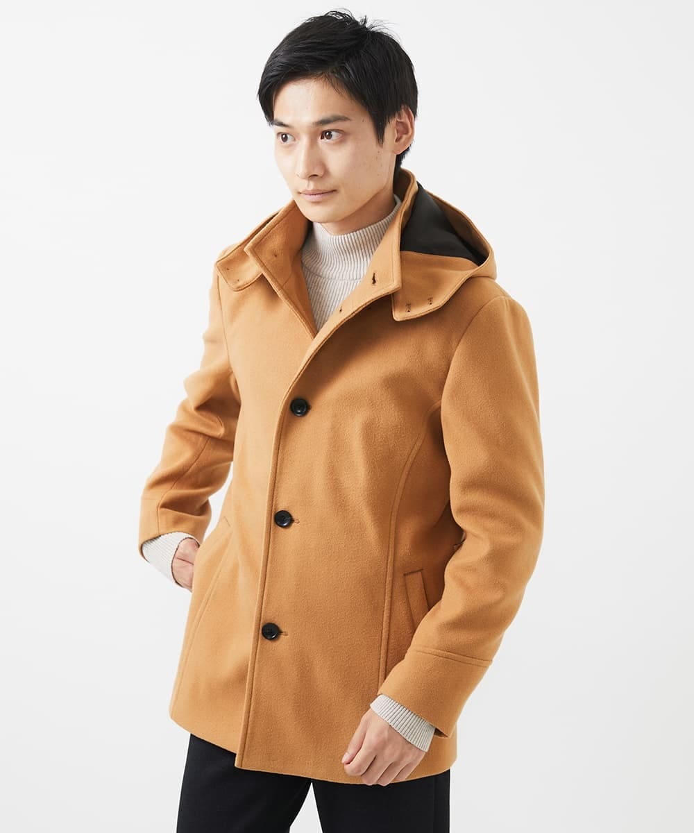 MKJAC31181 MK MICHEL KLEIN HOMME(MKミッシェルクランオム) 【カラー･サイズ残りわずか】2WAYハーフコートブルゾン / TEC EASY MELTON ベージュ