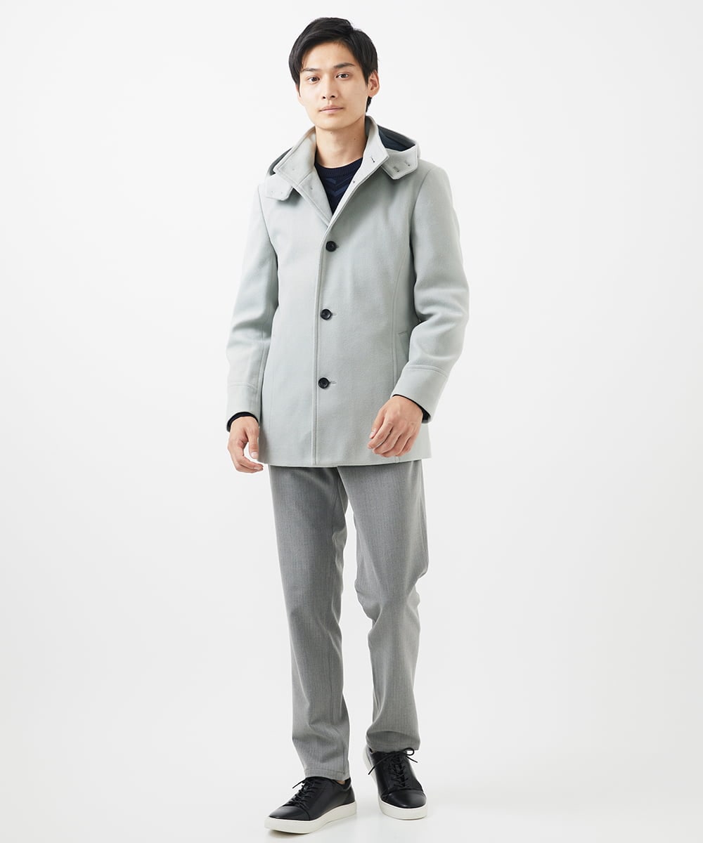 MKJAC31181 MK MICHEL KLEIN HOMME(MKミッシェルクランオム) 【カラー･サイズ残りわずか】2WAYハーフコートブルゾン / TEC EASY MELTON ベージュ