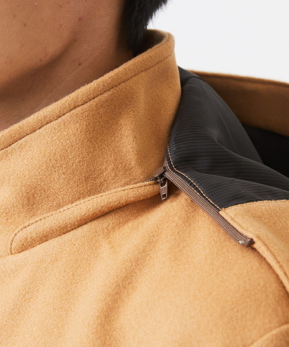MKJAC31181 MK MICHEL KLEIN HOMME(MKミッシェルクランオム) 【カラー･サイズ残りわずか】2WAYハーフコートブルゾン / TEC EASY MELTON ベージュ
