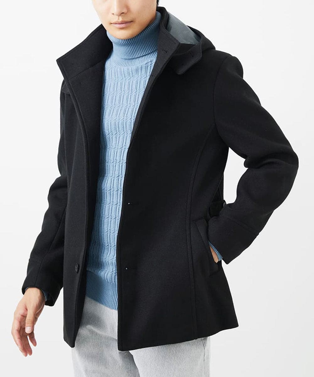 MKJAC31181 MK MICHEL KLEIN HOMME(MKミッシェルクランオム) 【カラー･サイズ残りわずか】2WAYハーフコートブルゾン / TEC EASY MELTON ブラック