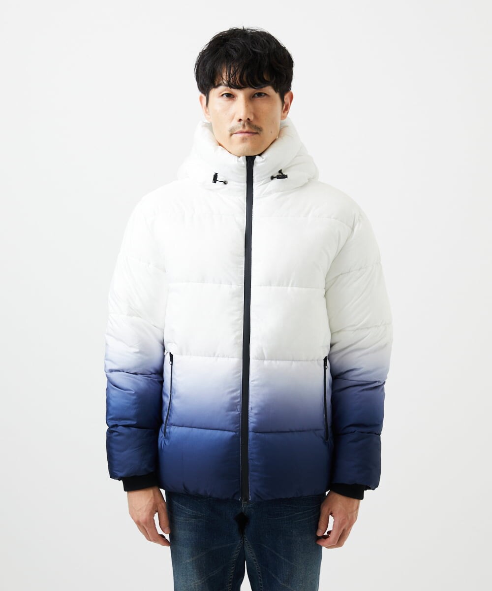 MKJAC80150 MK MICHEL KLEIN HOMME(MKミッシェルクランオム) 【ラスト１！/ゆったりサイズ】フード中綿グラデーションブルゾン ブルー