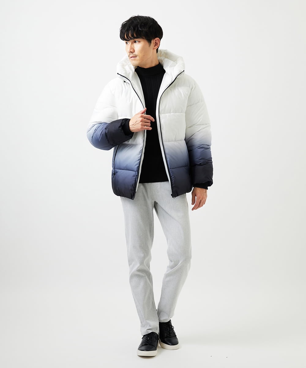 MKJAC80150 MK MICHEL KLEIN HOMME(MKミッシェルクランオム) 【ラスト１！/ゆったりサイズ】フード中綿グラデーションブルゾン ブラック
