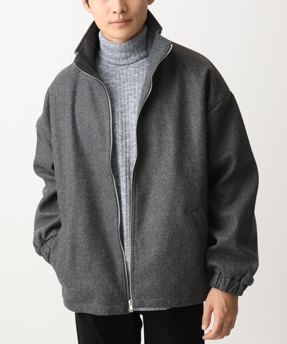 MKJAC86150 MK MICHEL KLEIN HOMME(MKミッシェルクランオム) 【残りわずか/在庫限り/ゆったりサイズ】ジップアップジャケット/ジャージメルトン ダークグレー