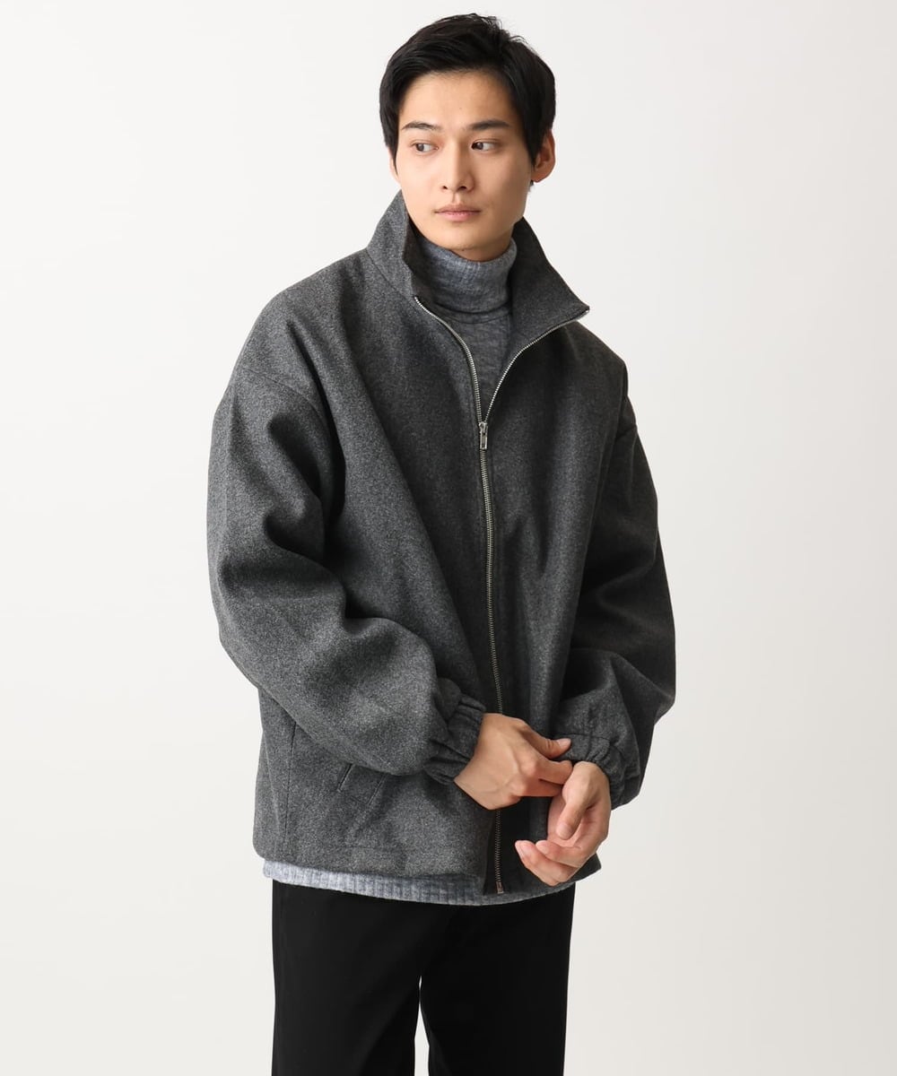 MKJAC86150 MK MICHEL KLEIN HOMME(MKミッシェルクランオム) 【残りわずか/在庫限り/ゆったりサイズ】ジップアップジャケット/ジャージメルトン ダークグレー