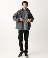 MKJAC86150 MK MICHEL KLEIN HOMME(MKミッシェルクランオム) 【残りわずか/在庫限り/ゆったりサイズ】ジップアップジャケット/ジャージメルトン ダークグレー
