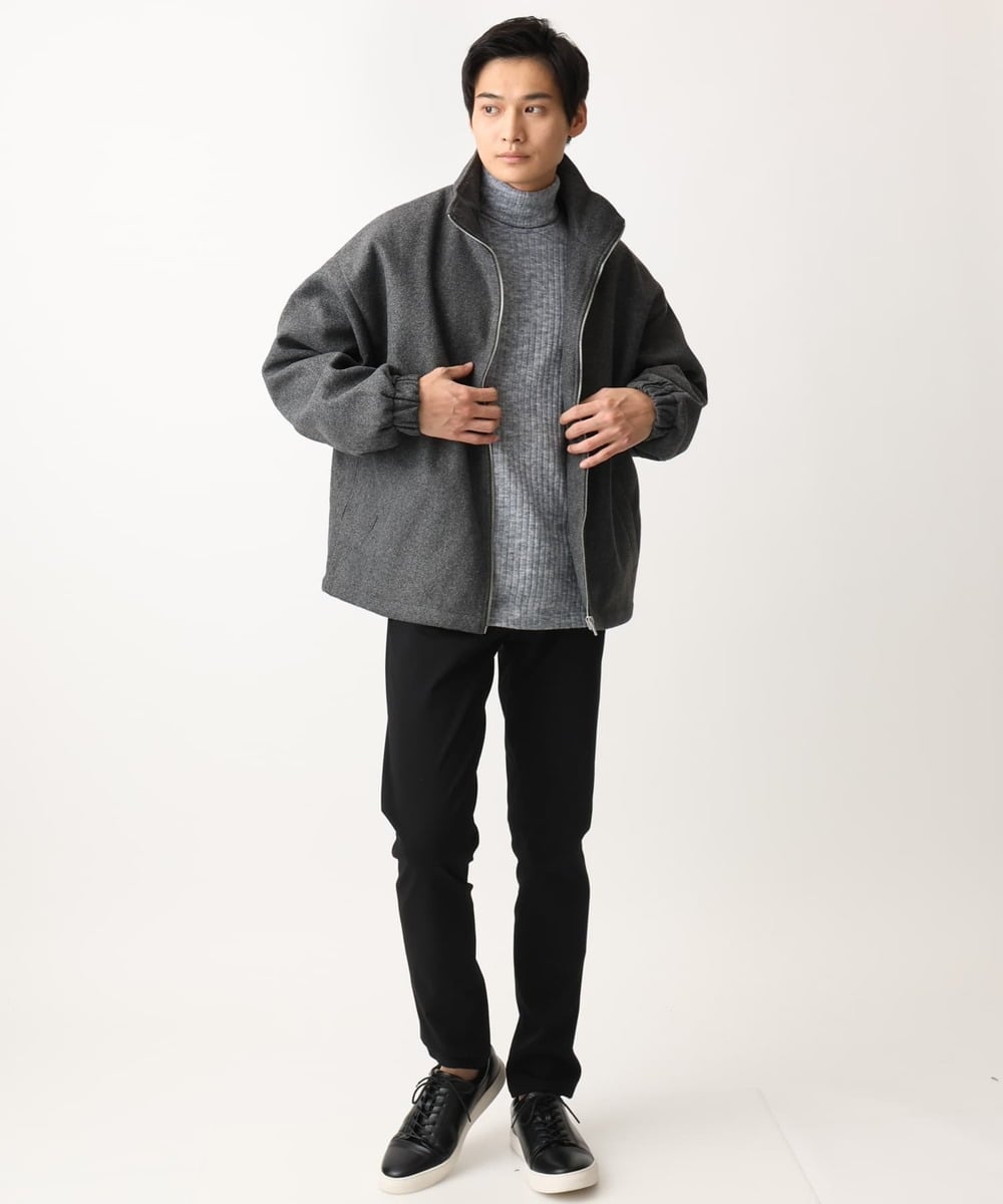 MKJAC86150 MK MICHEL KLEIN HOMME(MKミッシェルクランオム) 【残りわずか/在庫限り/ゆったりサイズ】ジップアップジャケット/ジャージメルトン ダークグレー