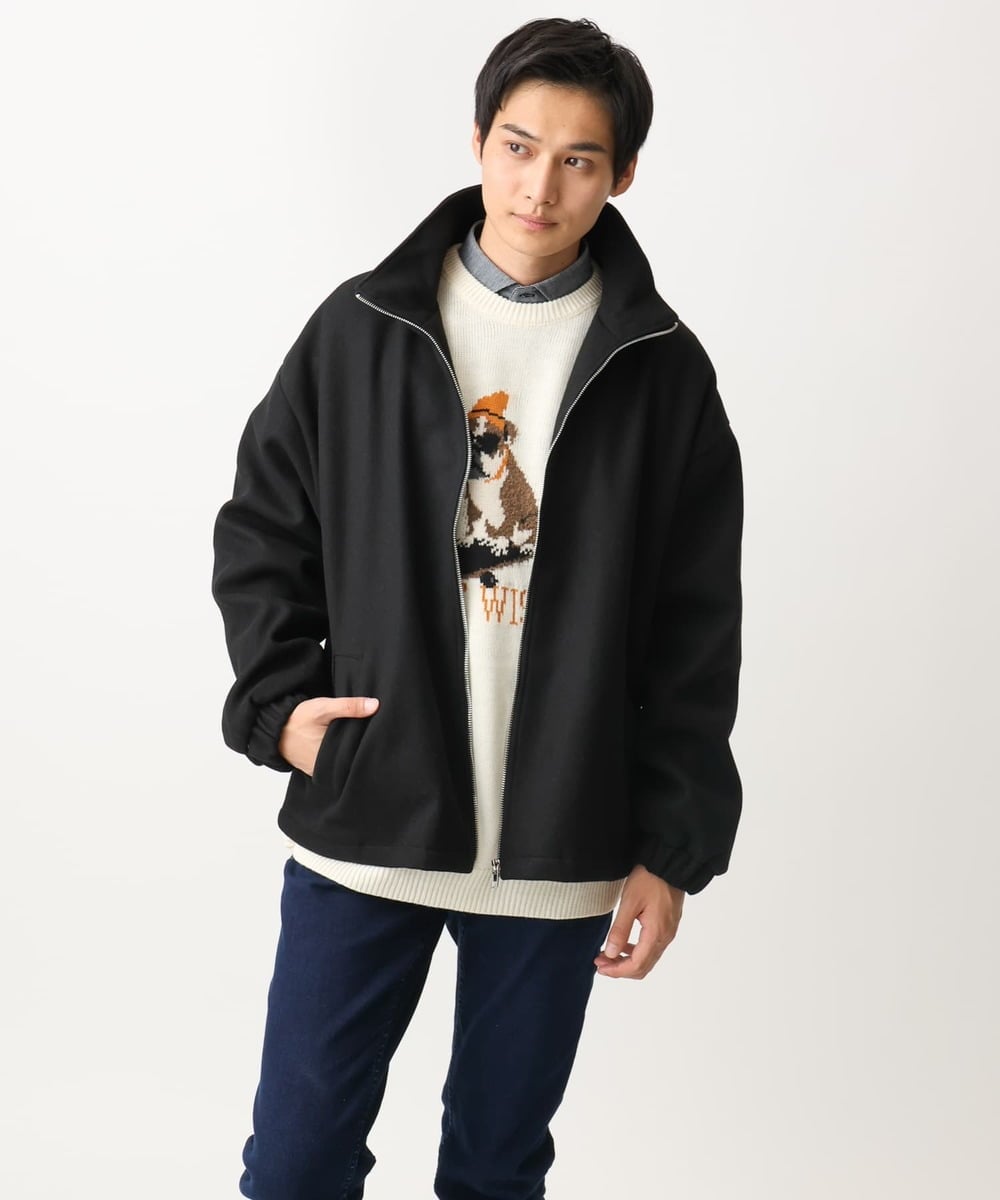 MKJAC86150 MK MICHEL KLEIN HOMME(MKミッシェルクランオム) 【残りわずか/在庫限り/ゆったりサイズ】ジップアップジャケット/ジャージメルトン ダークグレー