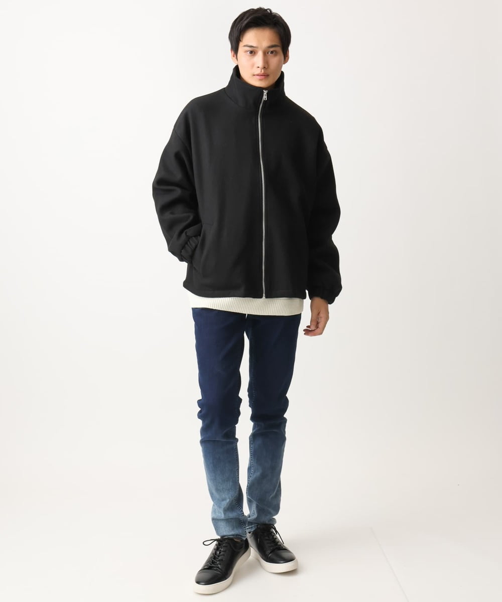 MKJAC86150 MK MICHEL KLEIN HOMME(MKミッシェルクランオム) 【残りわずか/在庫限り/ゆったりサイズ】ジップアップジャケット/ジャージメルトン ダークグレー