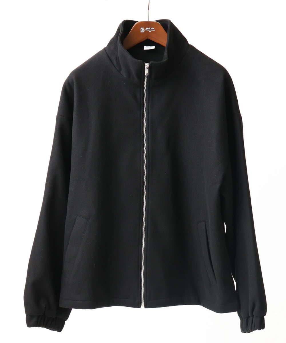 MKJAC86150 MK MICHEL KLEIN HOMME(MKミッシェルクランオム) 【残りわずか/在庫限り/ゆったりサイズ】ジップアップジャケット/ジャージメルトン ブラック