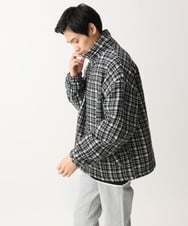 MKJAC87150 MK MICHEL KLEIN HOMME(MKミッシェルクランオム) 【残りわずか/在庫限り/ゆったりサイズ】ジップアップチェックジャケット/ジャージメルトン ゴールド