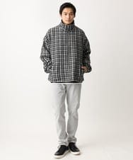 MKJAC87150 MK MICHEL KLEIN HOMME(MKミッシェルクランオム) 【残りわずか/在庫限り/ゆったりサイズ】ジップアップチェックジャケット/ジャージメルトン ゴールド