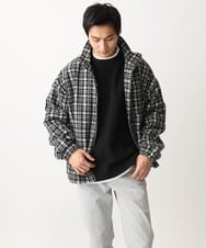 MKJAC87150 MK MICHEL KLEIN HOMME(MKミッシェルクランオム) 【残りわずか/在庫限り/ゆったりサイズ】ジップアップチェックジャケット/ジャージメルトン ゴールド