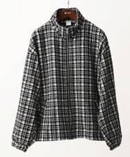 MKJAC87150 MK MICHEL KLEIN HOMME(MKミッシェルクランオム) 【残りわずか/在庫限り/ゆったりサイズ】ジップアップチェックジャケット/ジャージメルトン ゴールド