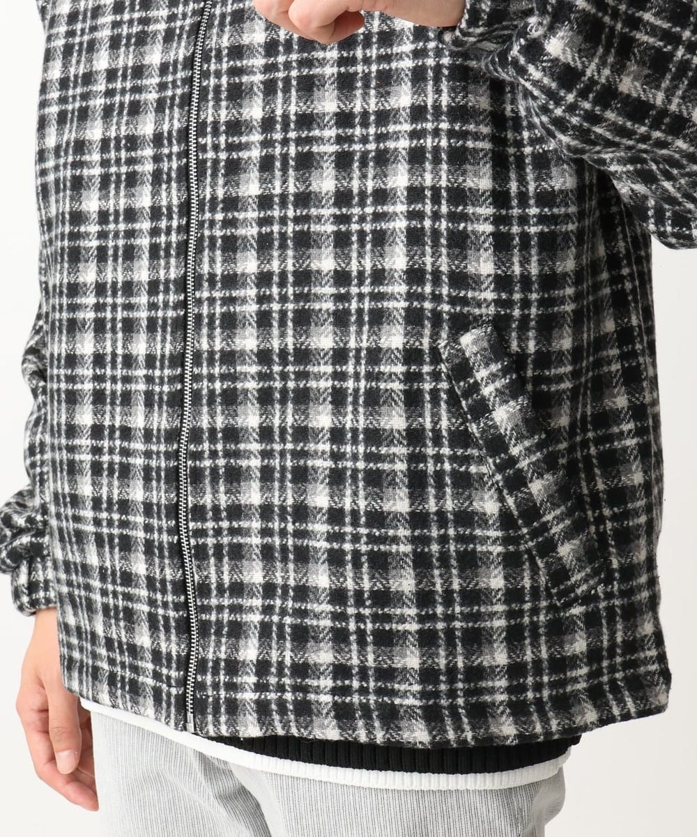 MKJAC87150 MK MICHEL KLEIN HOMME(MKミッシェルクランオム) 【残りわずか/在庫限り/ゆったりサイズ】ジップアップチェックジャケット/ジャージメルトン ゴールド