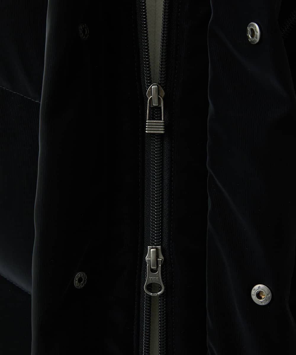 MKJAD22450 MK MICHEL KLEIN HOMME(MKミッシェルクランオム) 【滑らかな質感/フード着脱可能】TECベロアストレッチ ダウンブルゾン ブラック