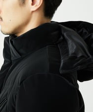 MKJAD22450 MK MICHEL KLEIN HOMME(MKミッシェルクランオム) 【滑らかな質感/フード着脱可能】TECベロアストレッチ ダウンブルゾン ブラック