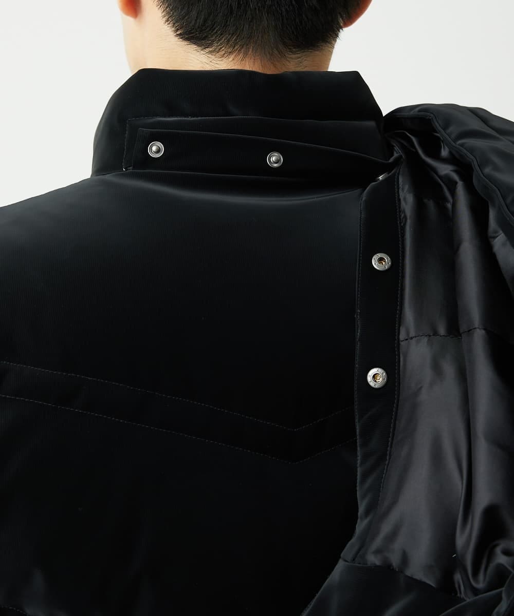 MKJAD22450 MK MICHEL KLEIN HOMME(MKミッシェルクランオム) 【滑らかな質感/フード着脱可能】TECベロアストレッチ ダウンブルゾン ブラック
