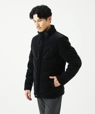 MKJAD22450 MK MICHEL KLEIN HOMME(MKミッシェルクランオム) 【滑らかな質感/フード着脱可能】TECベロアストレッチ ダウンブルゾン ブラック