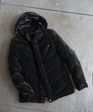 MKJAD22450 MK MICHEL KLEIN HOMME(MKミッシェルクランオム) 【滑らかな質感/フード着脱可能】TECベロアストレッチ ダウンブルゾン ブラック