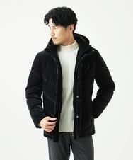 MKJAD22450 MK MICHEL KLEIN HOMME(MKミッシェルクランオム) 【滑らかな質感/フード着脱可能】TECベロアストレッチ ダウンブルゾン ブラック