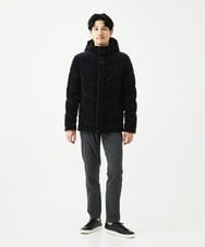 MKJAD22450 MK MICHEL KLEIN HOMME(MKミッシェルクランオム) 【滑らかな質感/フード着脱可能】TECベロアストレッチ ダウンブルゾン ブラック