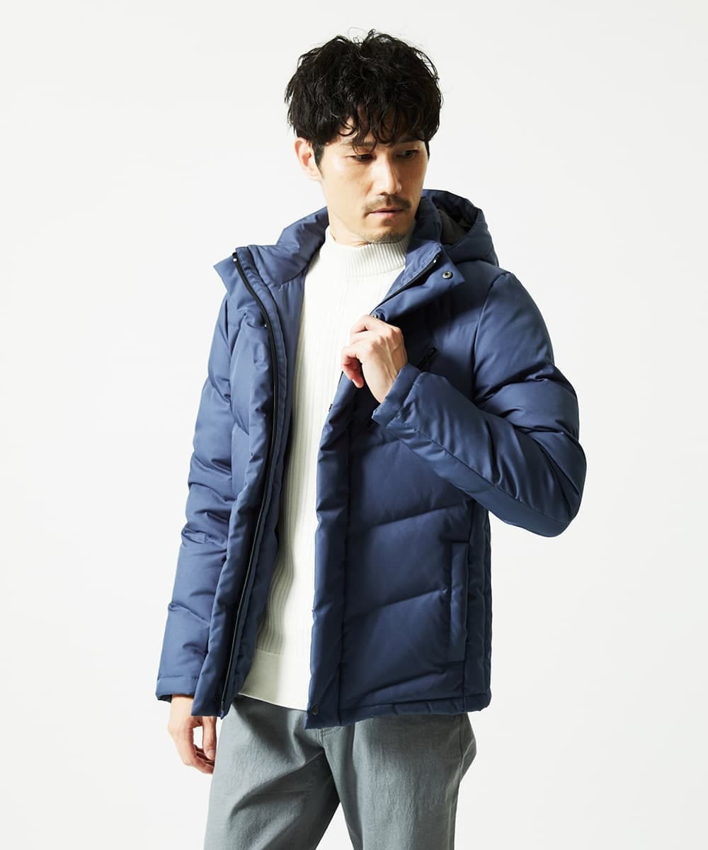 MKJAF21310 MK MICHEL KLEIN HOMME(MKミッシェルクランオム) 【撥水/リサイクル素材】ECOペットWRツイル ダウンブルゾン ブルー