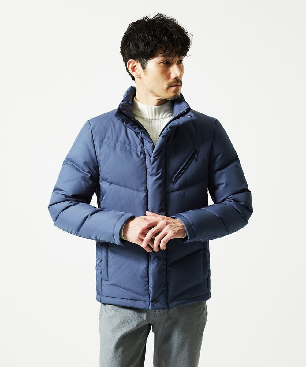 MKJAF21310 MK MICHEL KLEIN HOMME(MKミッシェルクランオム) 【撥水/リサイクル素材】ECOペットWRツイル ダウンブルゾン ブルー