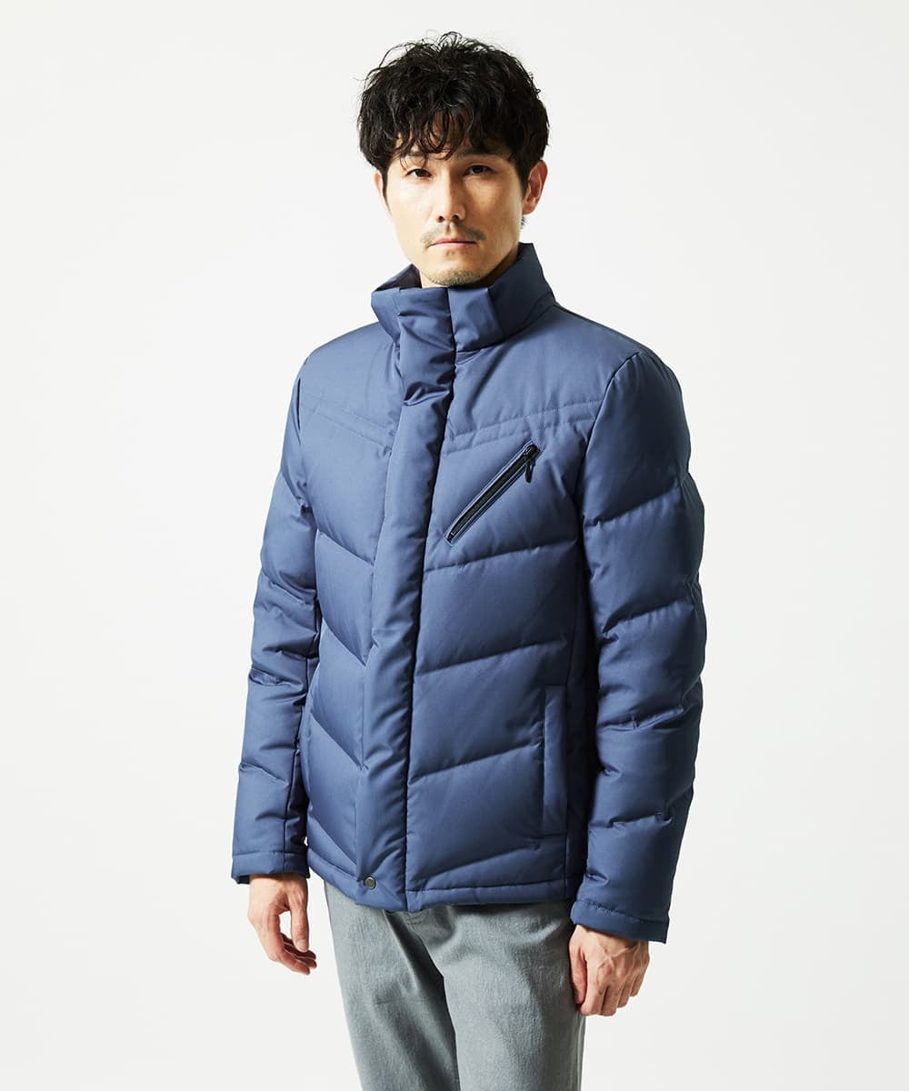 MKJAF21310 MK MICHEL KLEIN HOMME(MKミッシェルクランオム) 【撥水/リサイクル素材】ECOペットWRツイル ダウンブルゾン ブルー
