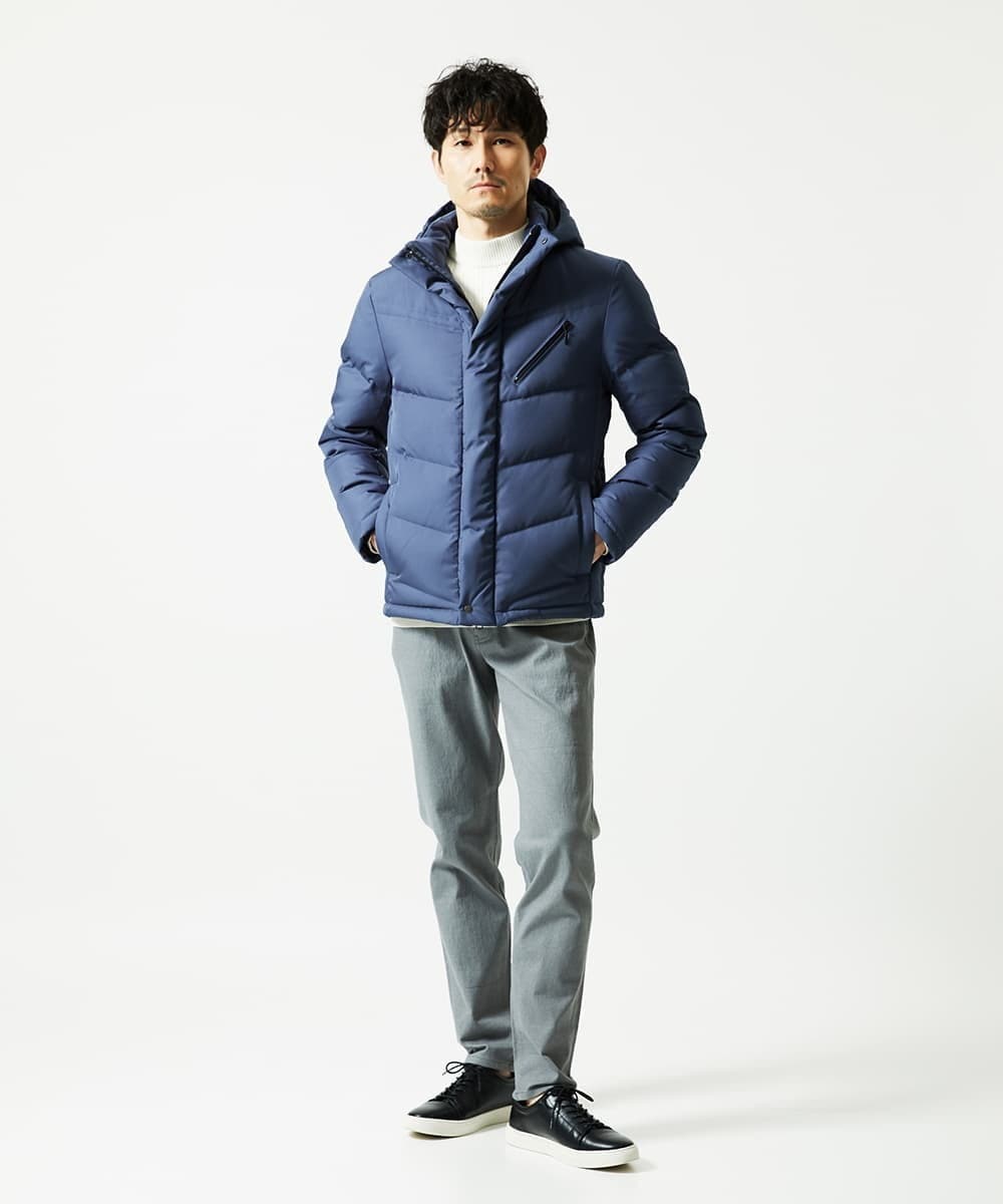 MKJAF21310 MK MICHEL KLEIN HOMME(MKミッシェルクランオム) 【撥水/リサイクル素材】ECOペットWRツイル ダウンブルゾン ブルー