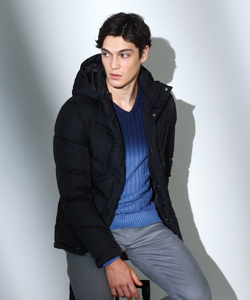 MKJAF21310 MK MICHEL KLEIN HOMME(MKミッシェルクランオム) 【撥水/リサイクル素材】ECOペットWRツイル ダウンブルゾン ブラック