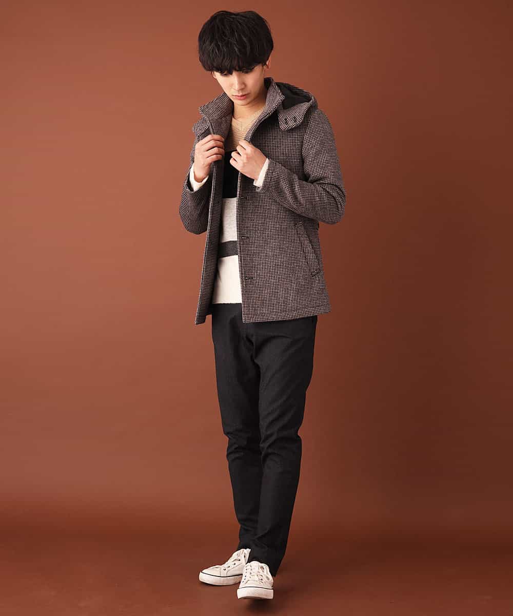 MKJAJ20190 MK MICHEL KLEIN HOMME(MKミッシェルクランオム) フード付きコート／ブリティッシュWフェイス ベージュ