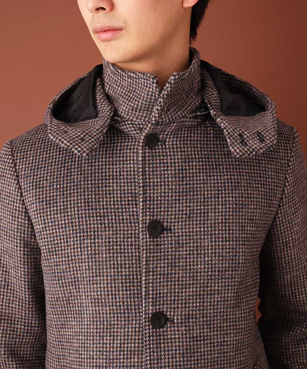 MKJAJ20190 MK MICHEL KLEIN HOMME(MKミッシェルクランオム) フード付きコート／ブリティッシュWフェイス ベージュ