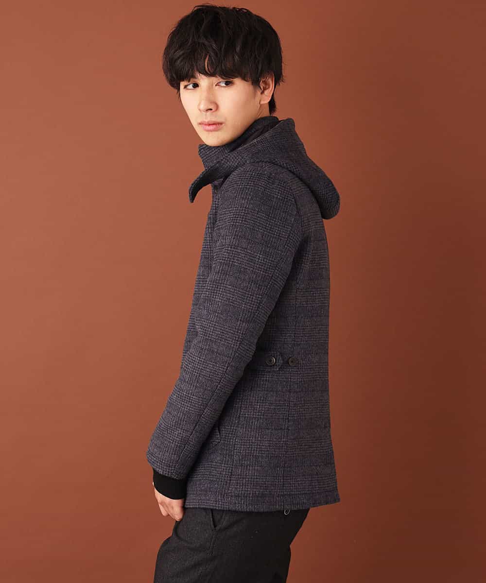 MKJAJ20190 MK MICHEL KLEIN HOMME(MKミッシェルクランオム) フード付きコート／ブリティッシュWフェイス グレンチェック