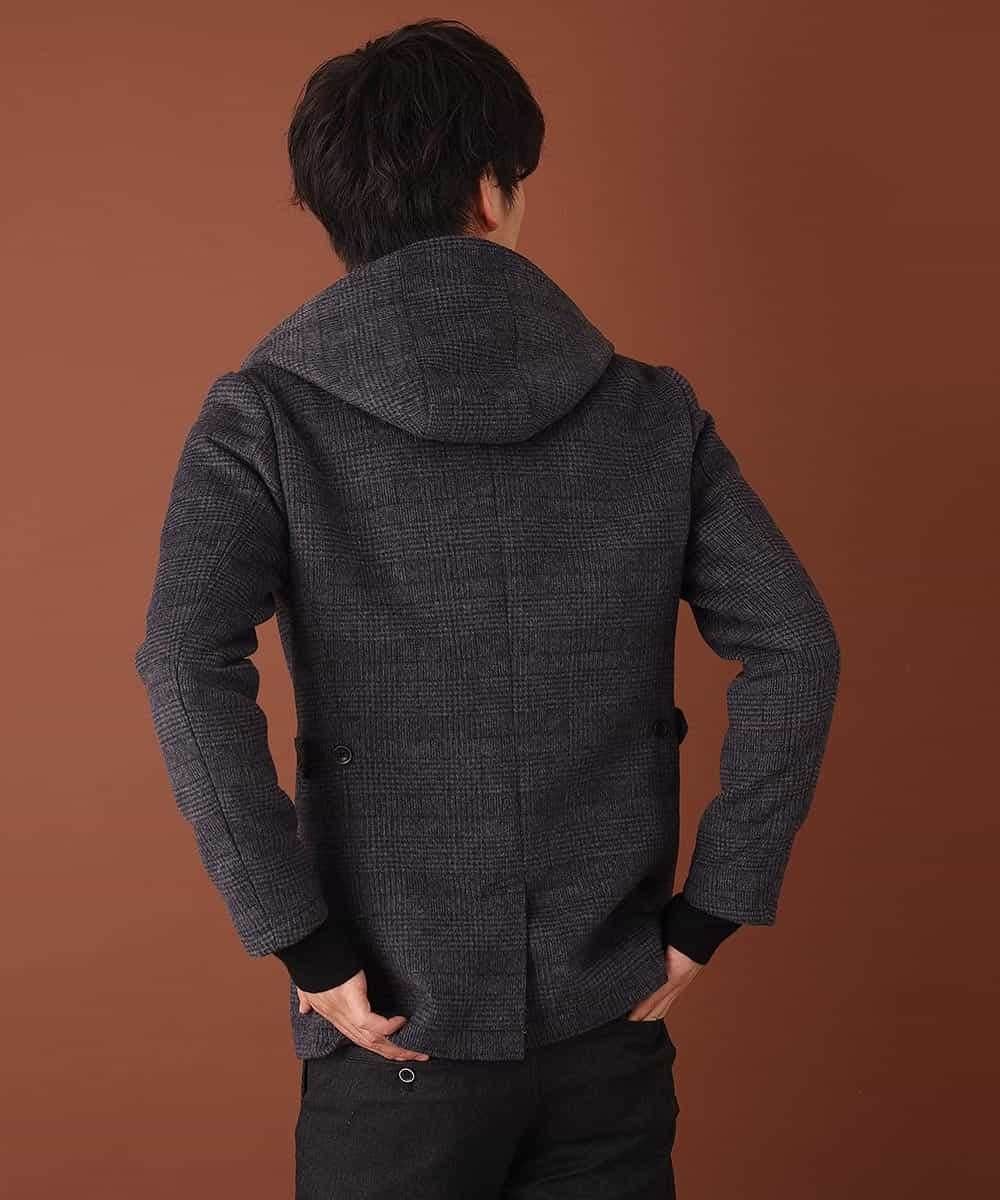 MKJAJ20190 MK MICHEL KLEIN HOMME(MKミッシェルクランオム) フード付きコート／ブリティッシュWフェイス グレンチェック