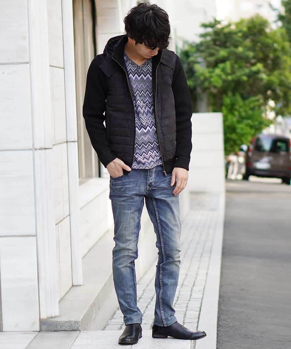MKJAL09150 MK MICHEL KLEIN HOMME(MKミッシェルクランオム) ブルゾン／ハイブリットフェイス ブラック