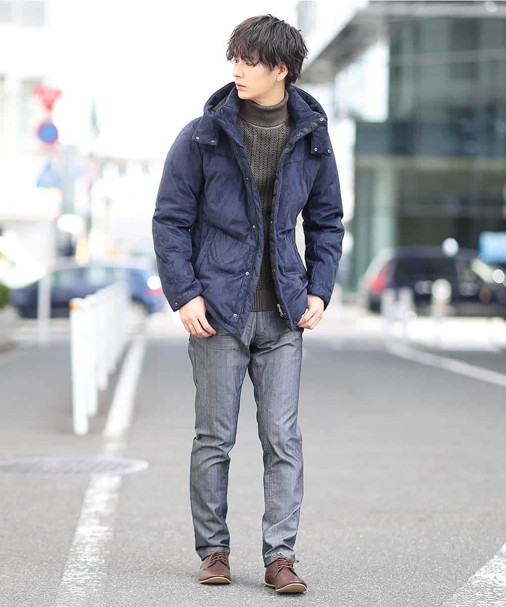 MKJAO22230 MK MICHEL KLEIN HOMME(MKミッシェルクランオム) スエードタッチダウンブルゾン ネイビー