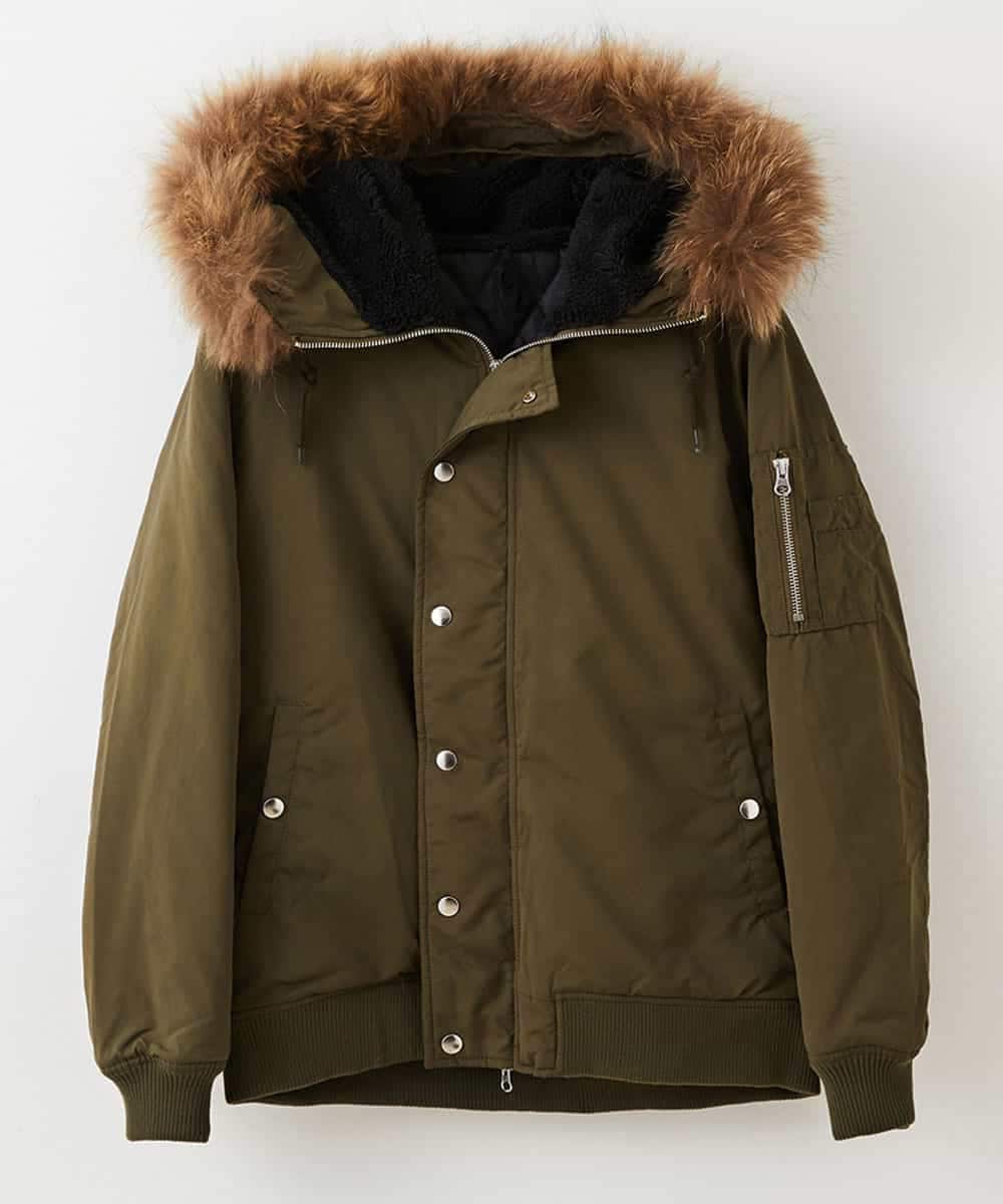 MKJAO40190 MK MICHEL KLEIN HOMME(MKミッシェルクランオム) ポリピーチN2Bフライトジャケット カーキ